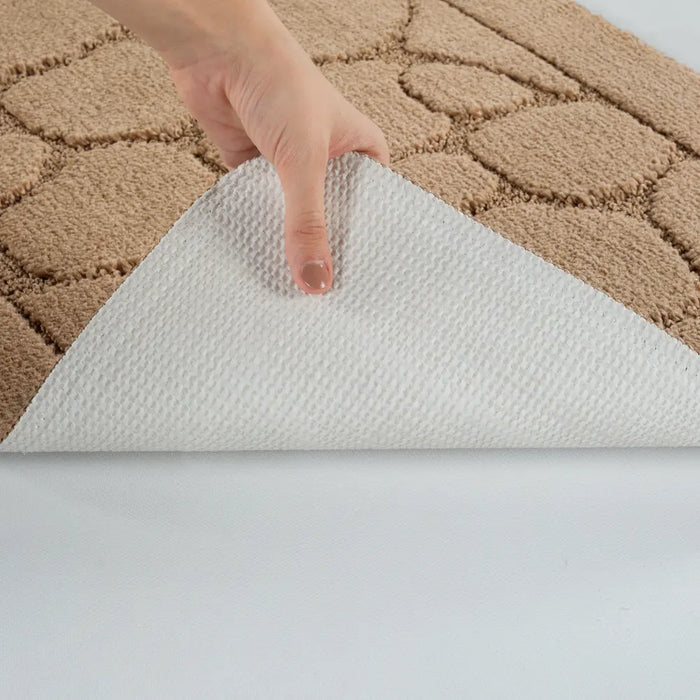 OLIVE Piece Machine Washable Non-Slip Brown Bathroom Rug Set Brown