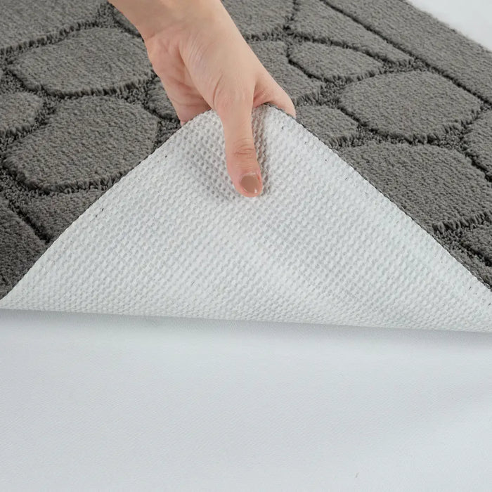 OLIVE Piece Machine Washable Non-Slip Dark Grey Bathroom Rug Set Grey