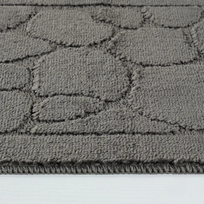 OLIVE Piece Machine Washable Non-Slip Dark Grey Bathroom Rug Set Grey