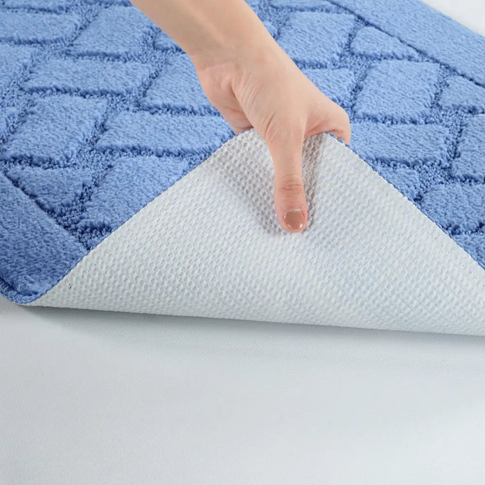 NILAH Piece Machine Washable Non-Slip Blue Bathroom Rug Set Blue