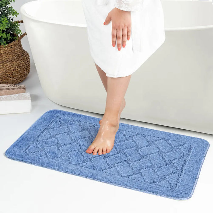NILAH Piece Machine Washable Non-Slip Blue Bathroom Rug Set Blue