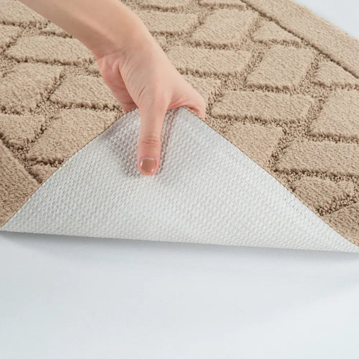 NILAH Piece Machine Washable Non-Slip Brown Bathroom Rug Set Brown