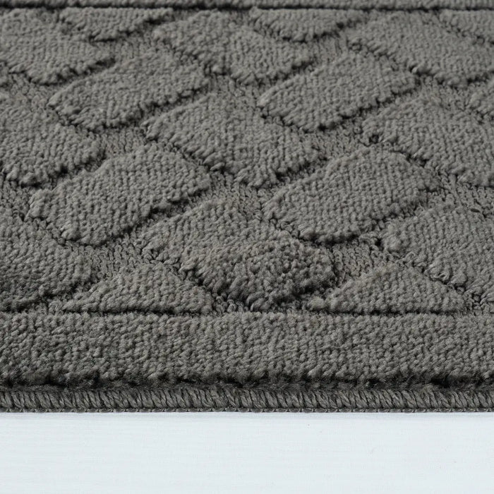 NILAH Piece Machine Washable Non-Slip Dark Grey Bathroom Rug Set Grey