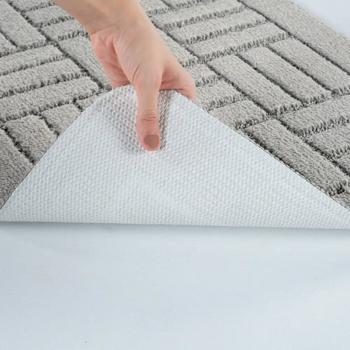 ROYAL Piece Machine Washable Non-Slip Light Grey Bathroom Rug Set Grey