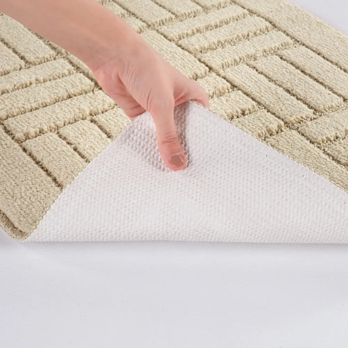ROYAL Piece Machine Washable Non-Slip Light Beige Bathroom Rug Set Beige