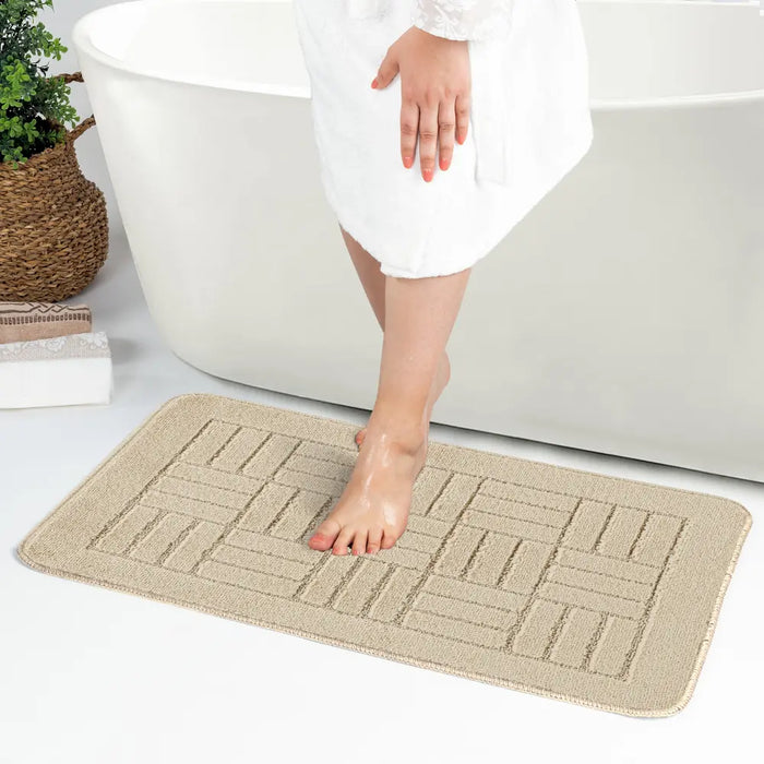 ROYAL Piece Machine Washable Non-Slip Light Beige Bathroom Rug Set Beige