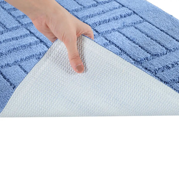 ROYAL Piece Machine Washable Non-Slip Blue Bathroom Rug Set Blue