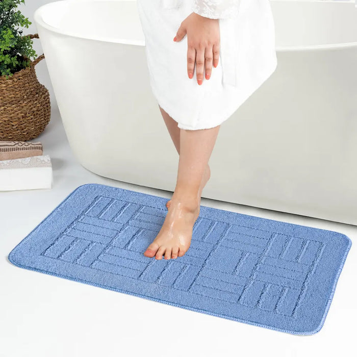 ROYAL Piece Machine Washable Non-Slip Blue Bathroom Rug Set Blue