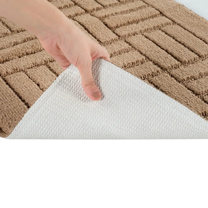 ROYAL Piece Machine Washable Non-Slip Brown Bathroom Rug Set Brown
