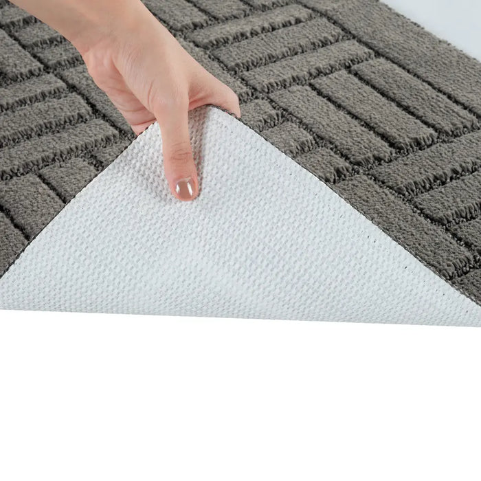 ROYAL Piece Machine Washable Non-Slip Dark Grey Bathroom Rug Set Grey