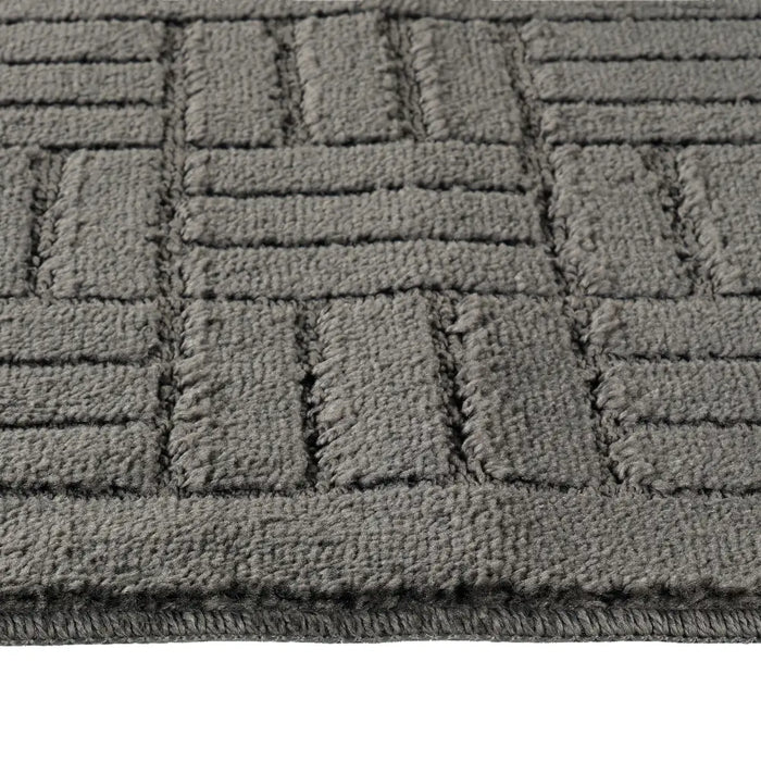 ROYAL Piece Machine Washable Non-Slip Dark Grey Bathroom Rug Set Grey
