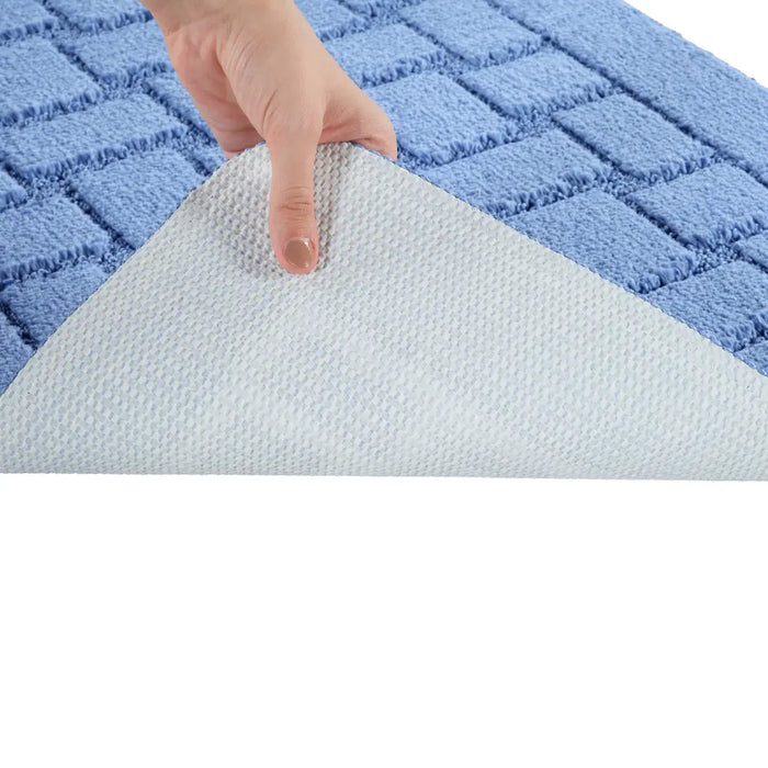 TEGAN Piece Machine Washable Non-Slip Blue Bathroom Rug Set Blue
