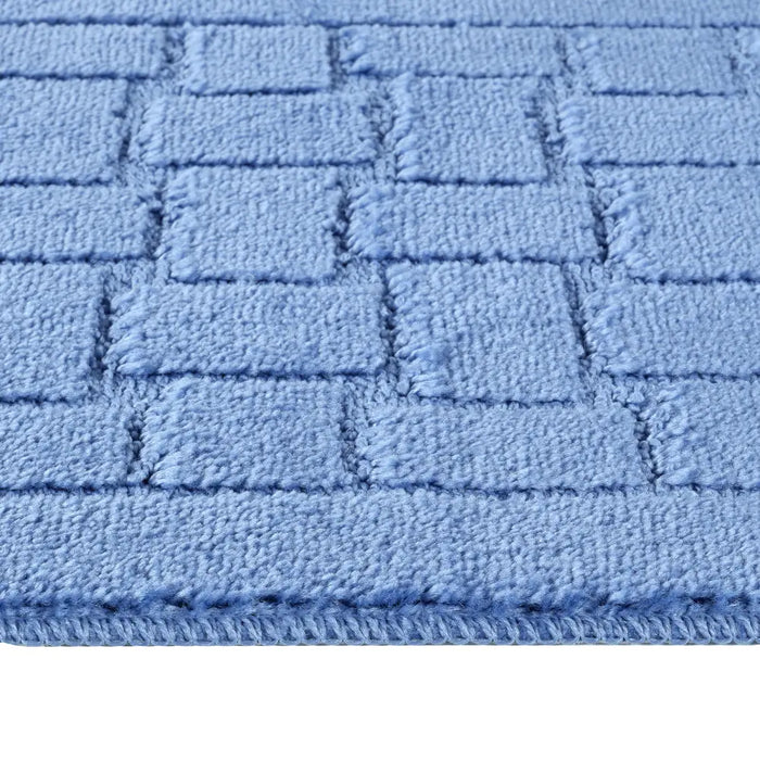 TEGAN Piece Machine Washable Non-Slip Blue Bathroom Rug Set Blue
