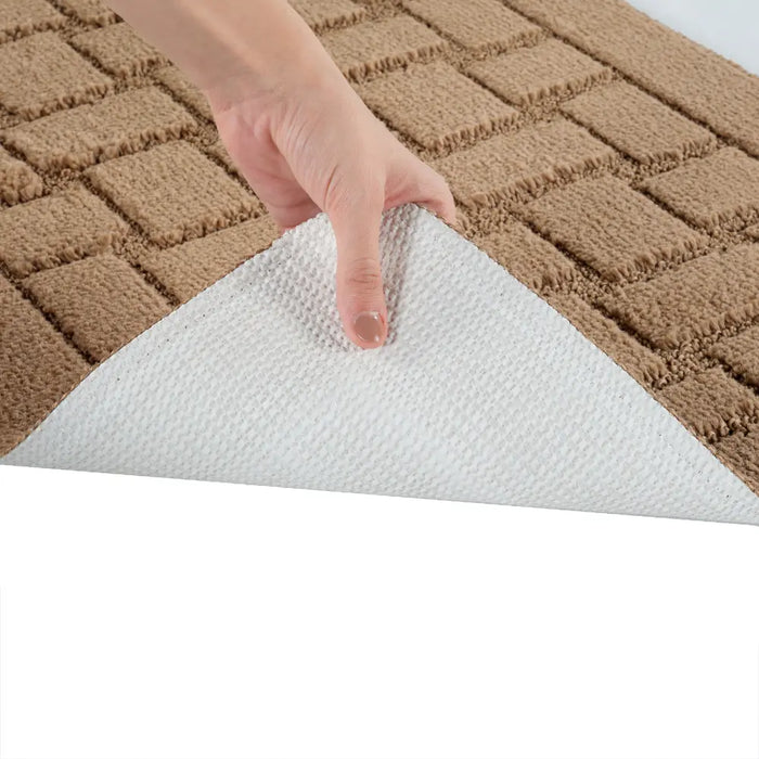 TEGAN Piece Machine Washable Non-Slip Brown Bathroom Rug Set Brown