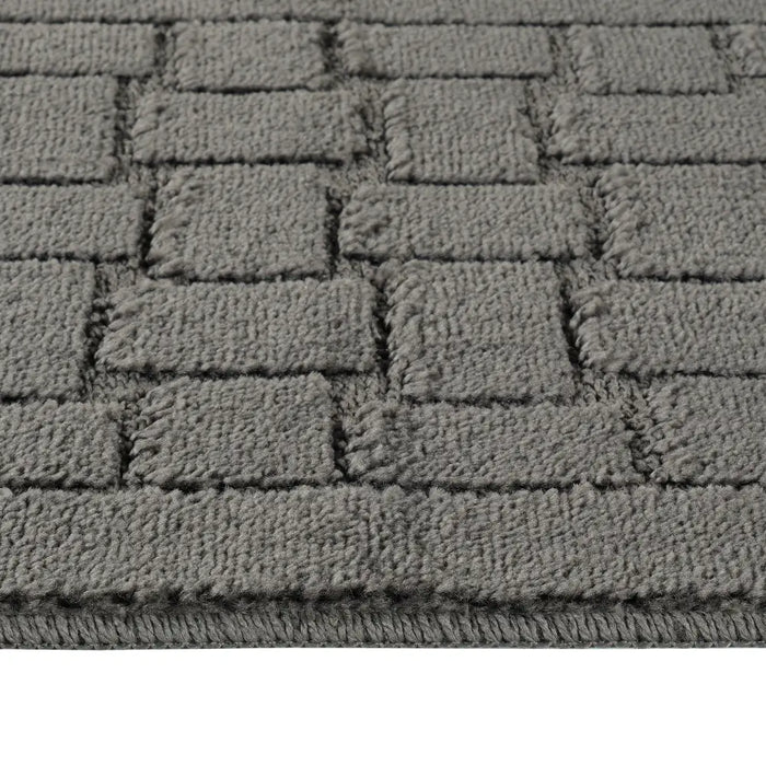 TEGAN Piece Machine Washable Non-Slip Dark Grey Bathroom Rug Set Grey