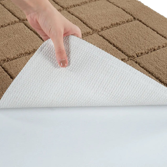 NOELLE Piece Machine Washable Non-Slip Brown Bathroom Rug Set Brown