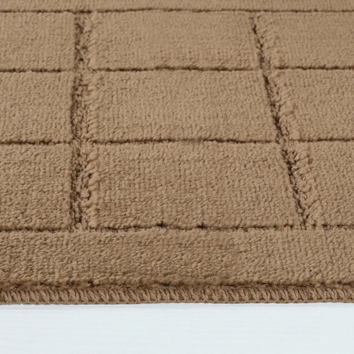 NOELLE Piece Machine Washable Non-Slip Brown Bathroom Rug Set Brown