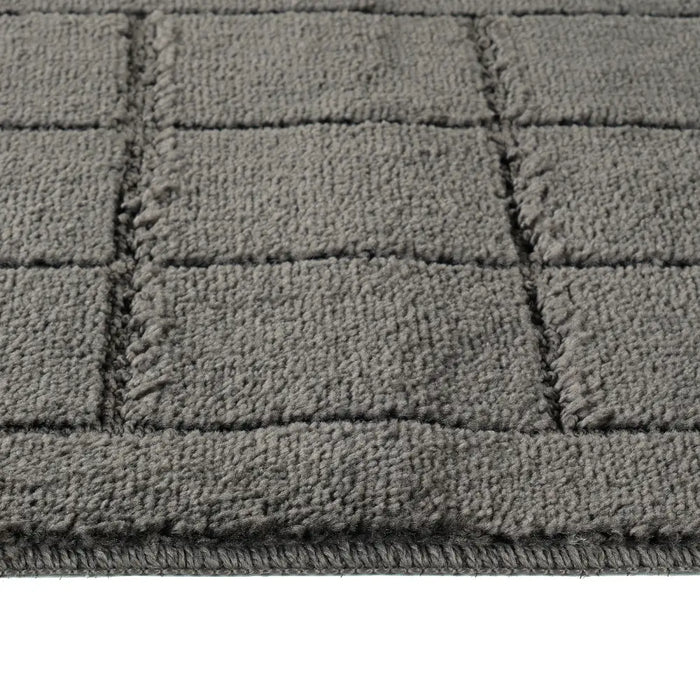 NOELLE Piece Machine Washable Non-Slip Dark Grey Bathroom Rug Set Grey