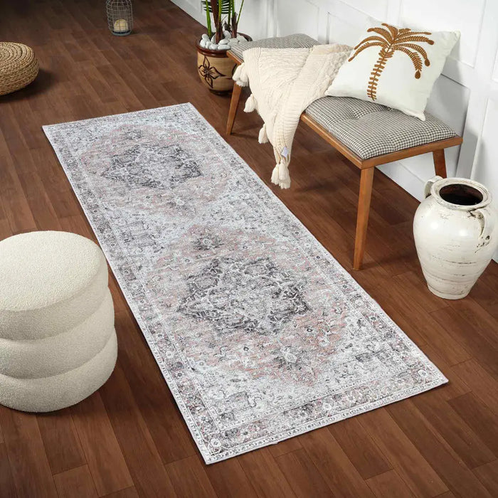 CAPUCINE Machine Washable Modern Boho Grey Rug
