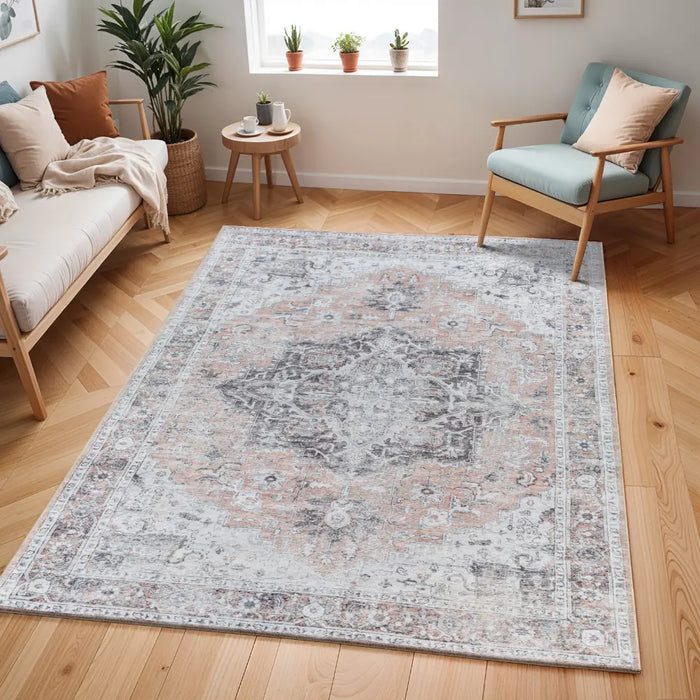 CAPUCINE Machine Washable Modern Boho Grey Rug