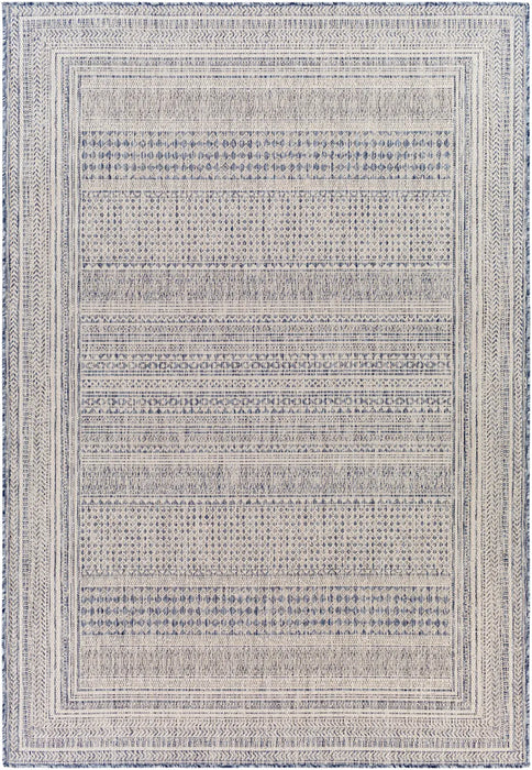 SIERRA In- & Outdoor Global Dark Blue Rug Beige Rug — RugsDirect Online