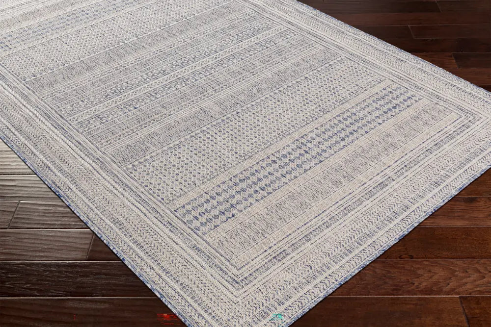 SIERRA In- & Outdoor Global Dark Blue Rug Beige Rug — RugsDirect Online