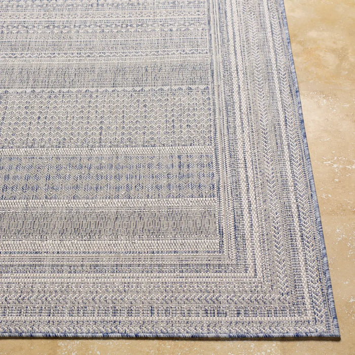 SIERRA In- & Outdoor Global Dark Blue Rug Beige Rug — RugsDirect Online