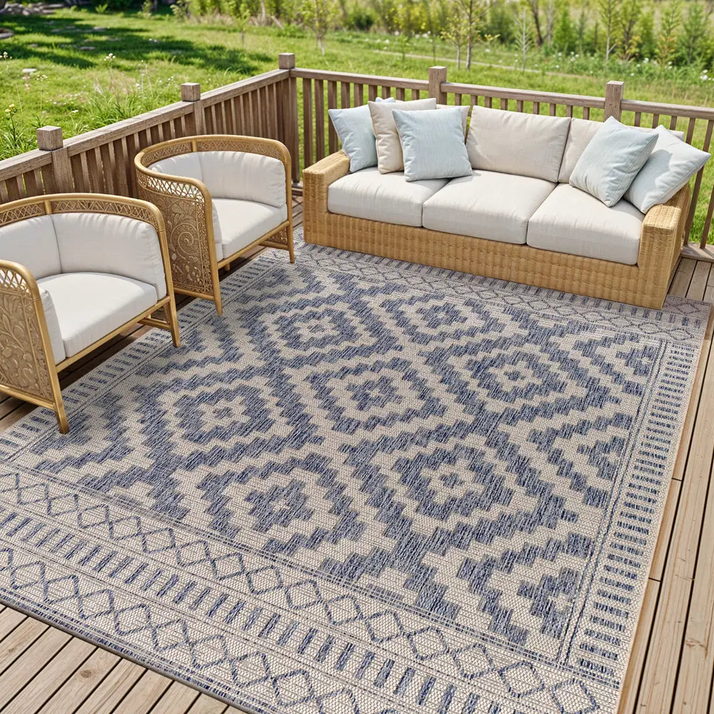TRICIA In- & Outdoor Global Jute-Look Brown Rug Grey Rug — RugsDirect ...
