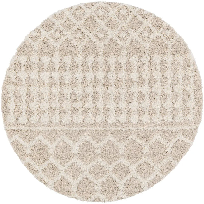 NOUR Shaggy Geometric Plush Pile Cream Beige Rug
