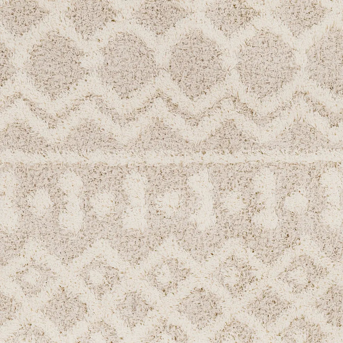 NOUR Shaggy Geometric Plush Pile Cream Beige Rug