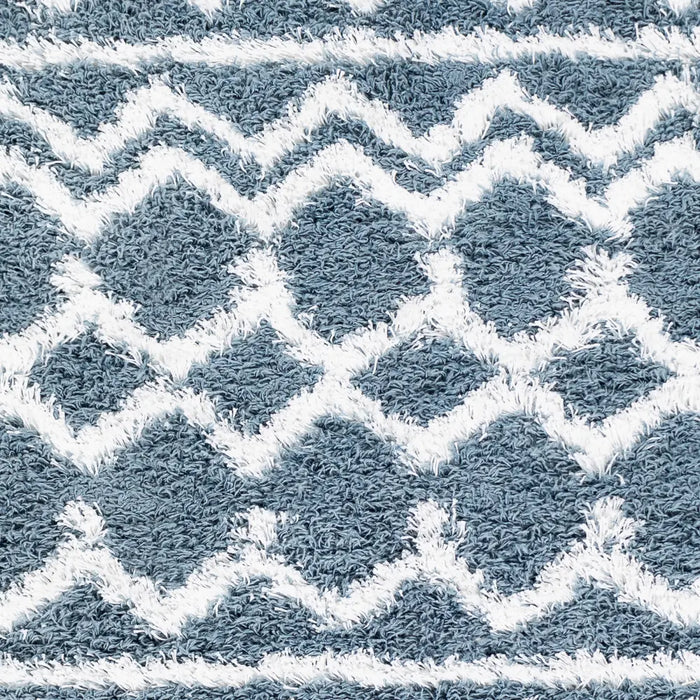 NOUR Shaggy Geometric Plush Pile Denim Rug