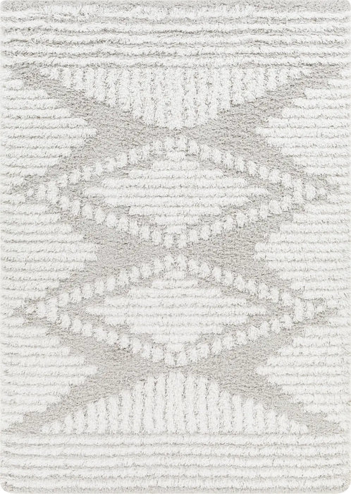 NURIA Shaggy Modern Plush Pile Light Grey Rug