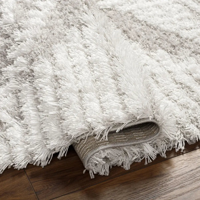 NURIA Shaggy Modern Plush Pile Light Grey Rug