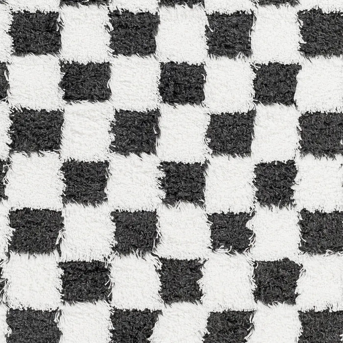 Willa Shaggy Modern Plush Pile Black Checkered Rug