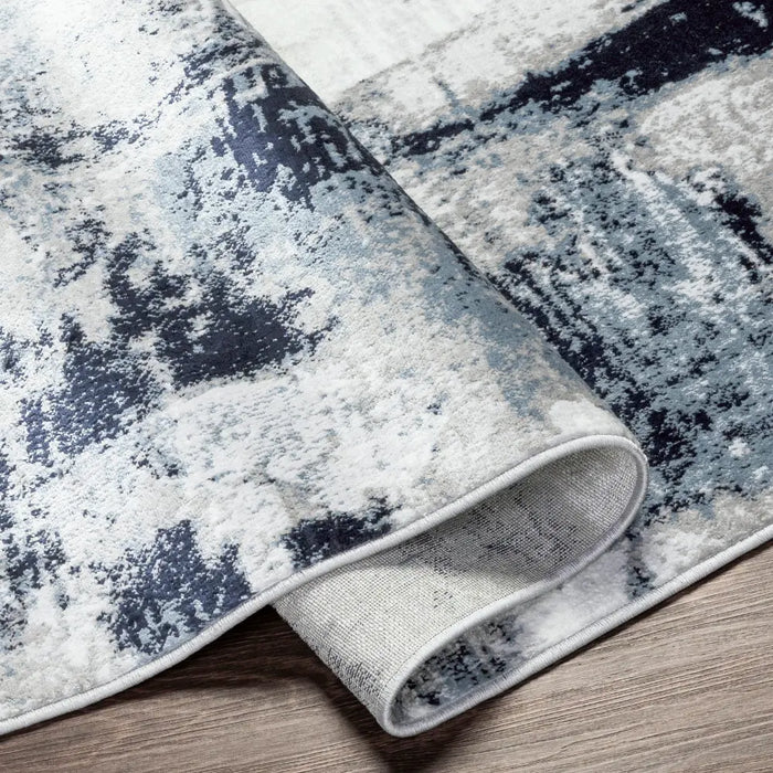 GIULIA Abstract Modern Marble Aqua/Navy Rug
