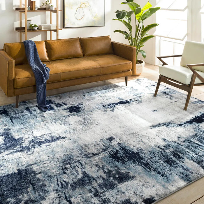 GIULIA Abstract Modern Marble Aqua/Navy Rug