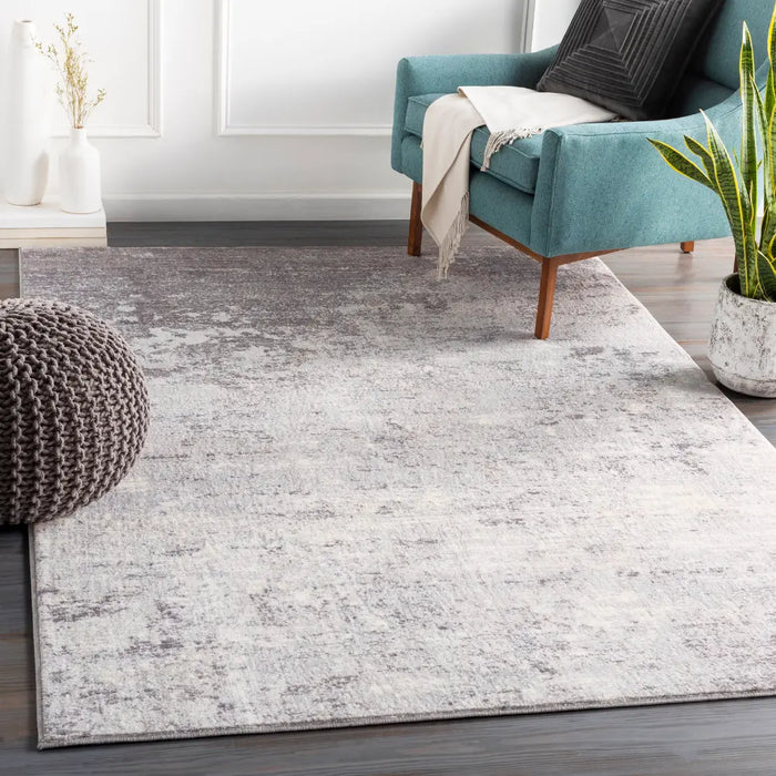 FIONA ROBERT Abstract Modern Marble Silver Gray Rug