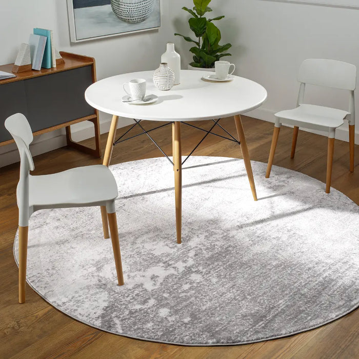 FIONA ROBERT Abstract Modern Marble Silver Gray Rug