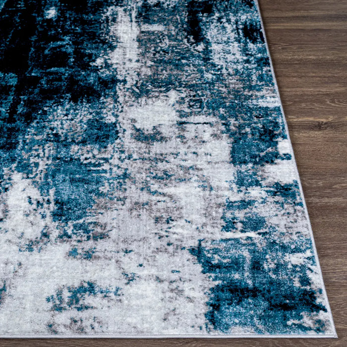 Teel Rag GIULIA Abstract Modern Marble Dark Teal Rug Blue Rug — RugsDirect Online