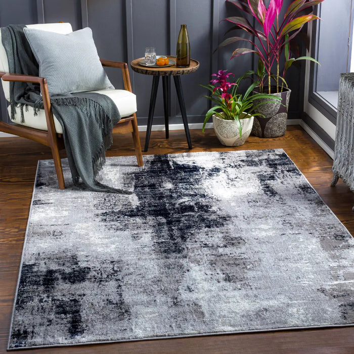 GIULIA Abstract Modern Marble Black Rug