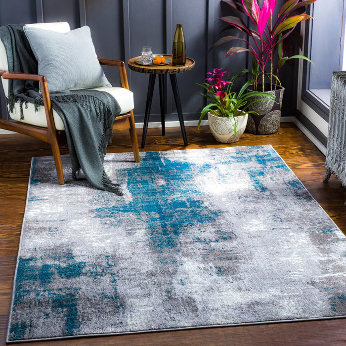 GIULIA Abstract Modern Marble Teal Rug